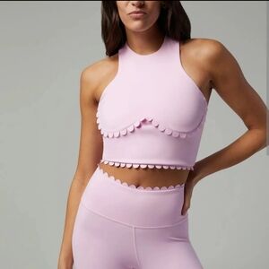 IVL Elegant Scalloped Midnight Blue Crop Racerback Sports Bra Looks Beautiful On